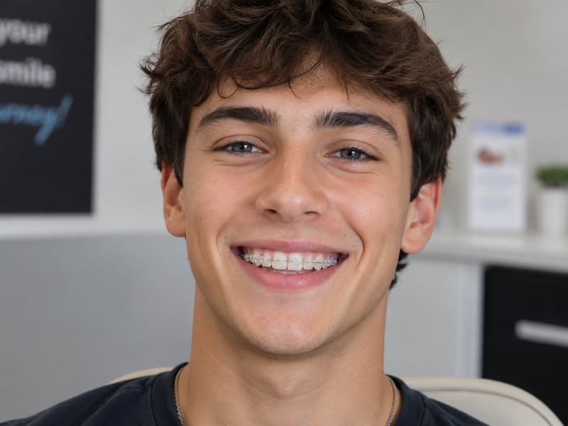 Man smiling with clear braces