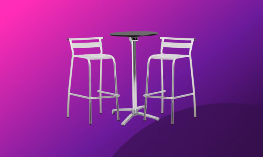 B2BX Black Round Poseur Table & Bar Stool Hire