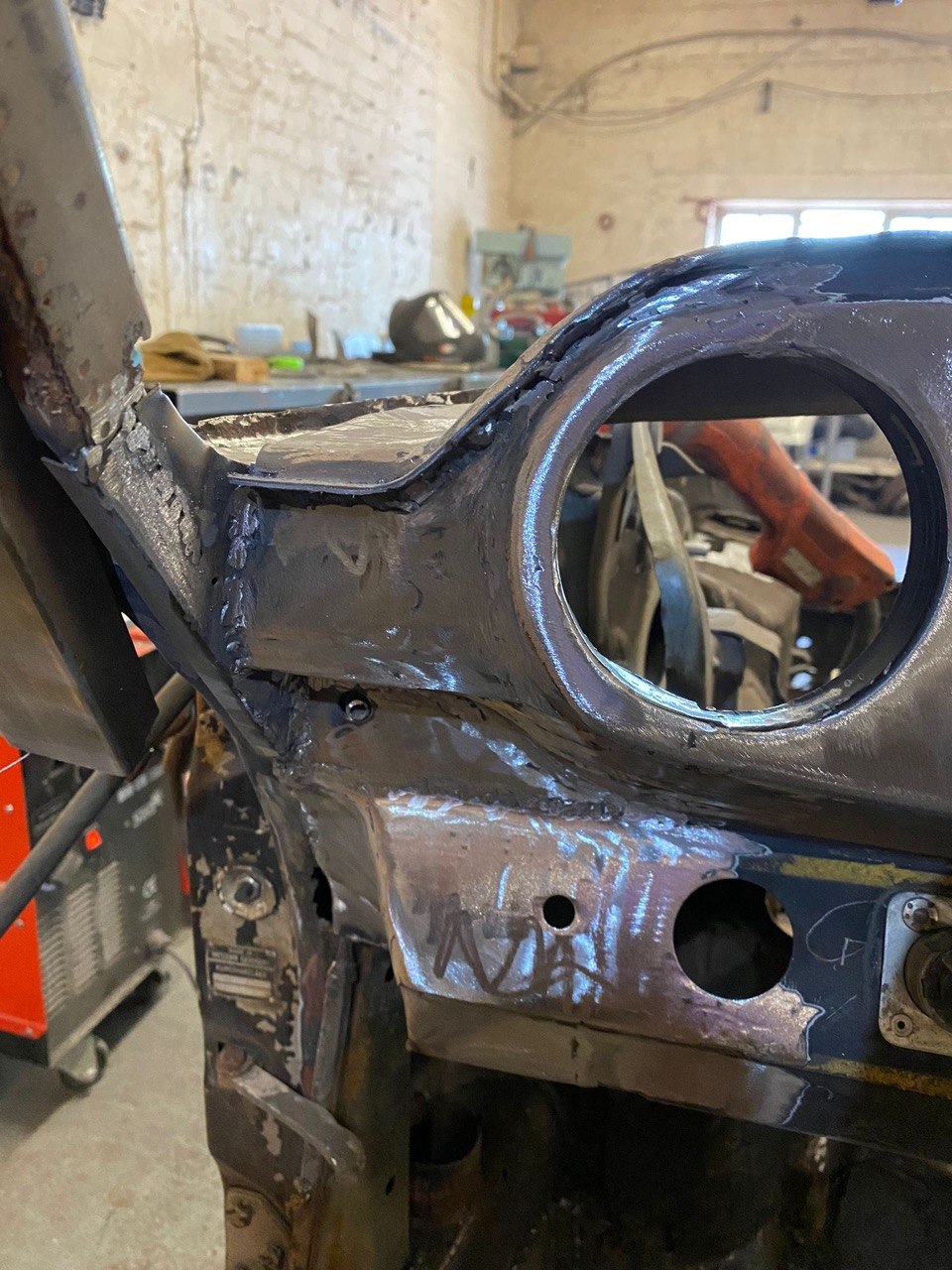 Hand-fabricated upper bulkhead and dashboard repair section for the 1972 Porsche 911 Ölklappe
