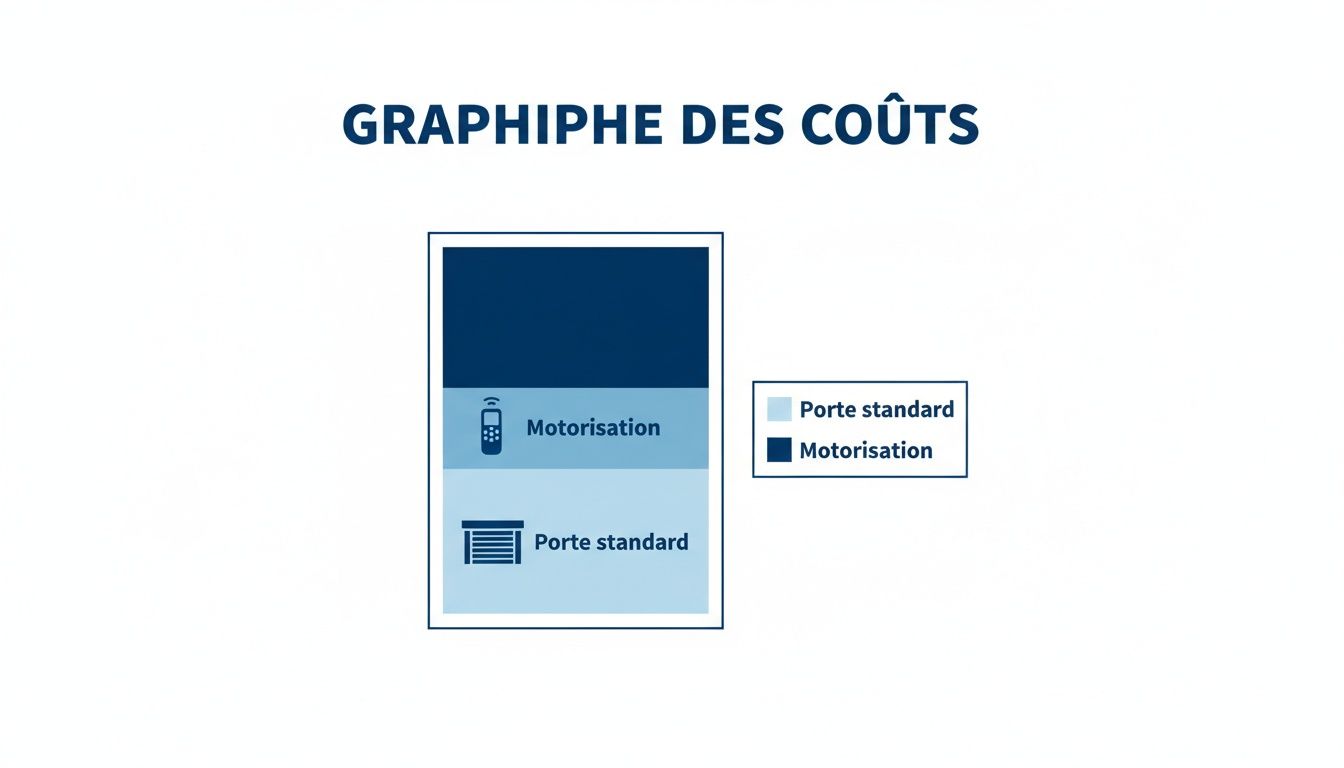 Graphique des coûts détaillant le prix d'une porte de garage standard et l'ajout de sa motorisation.