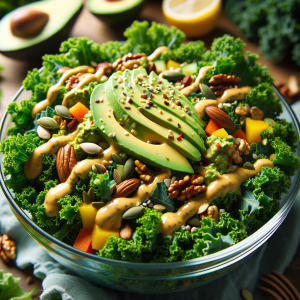 Kale Salad & Avocado Tahini Sauce: Green Delight