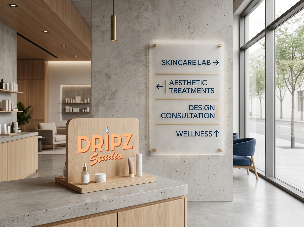 Signalétique et PLV : plaques gravées et panneaux directionnels sur supports rigides