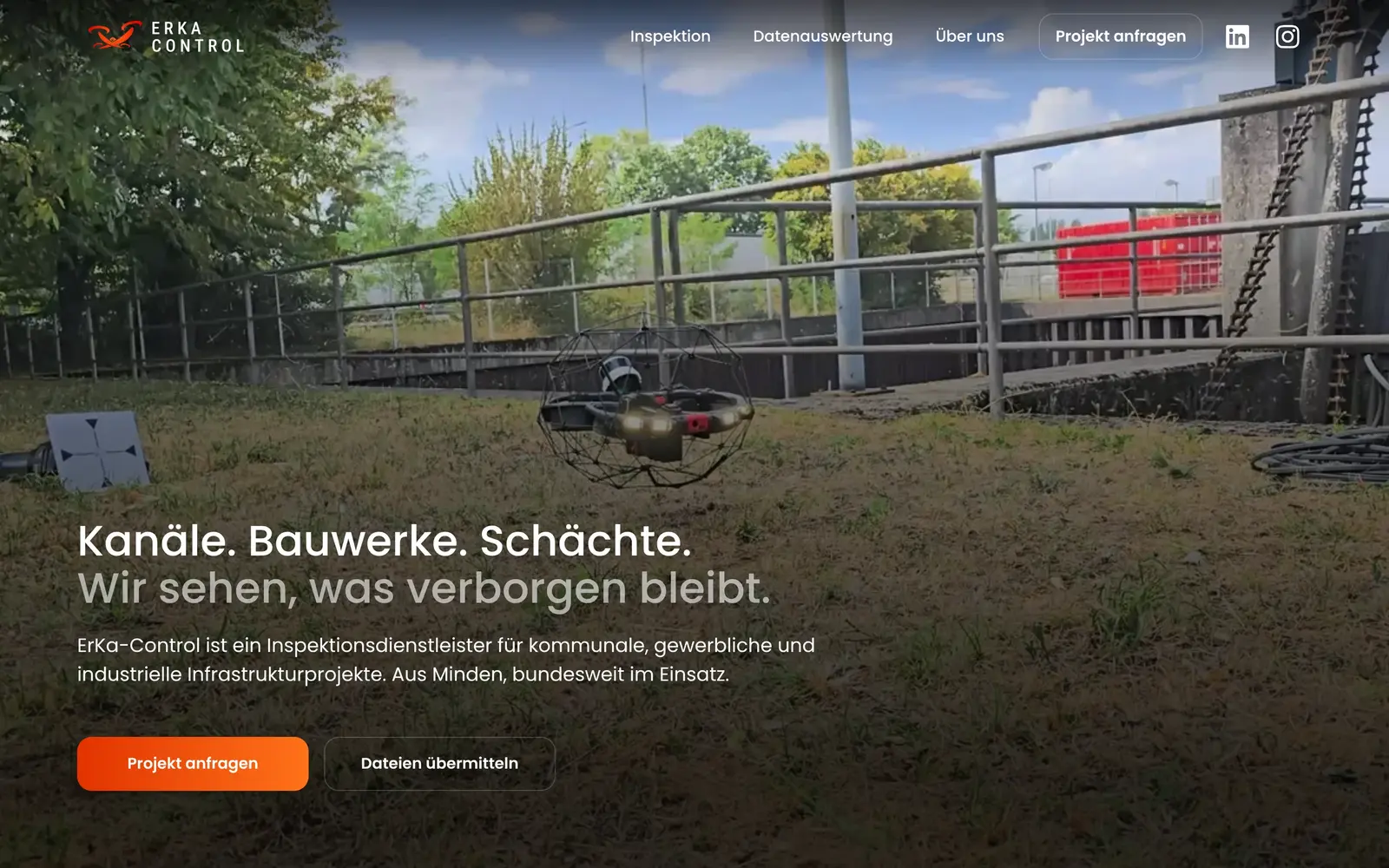 Startseite der ErKa-Control-Website auf dem Desktop