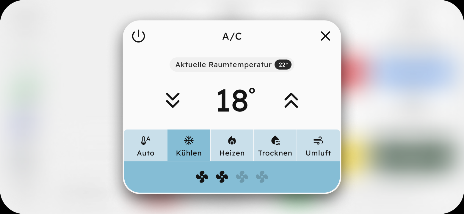A/C-Detail als Fenster über dem Startbildschirm
