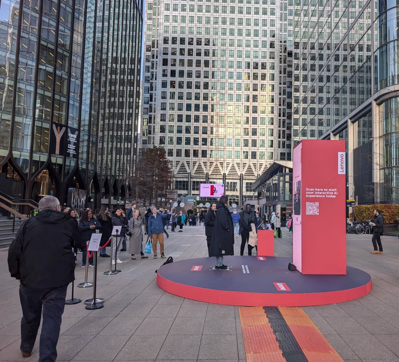 Lenovo AI Photo booth brand activation - Pop-up experiential marketing activation at Canary Wharf and Victoria Station London
