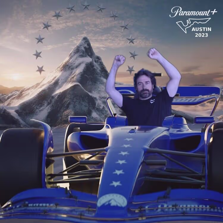Green screen style AI background replacement for TV series launch at major US sporting events