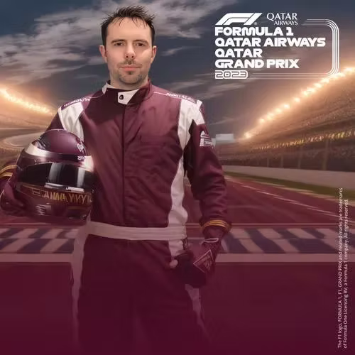 A custom branded AI Photo booth theme for Qatar Airways Brand activation