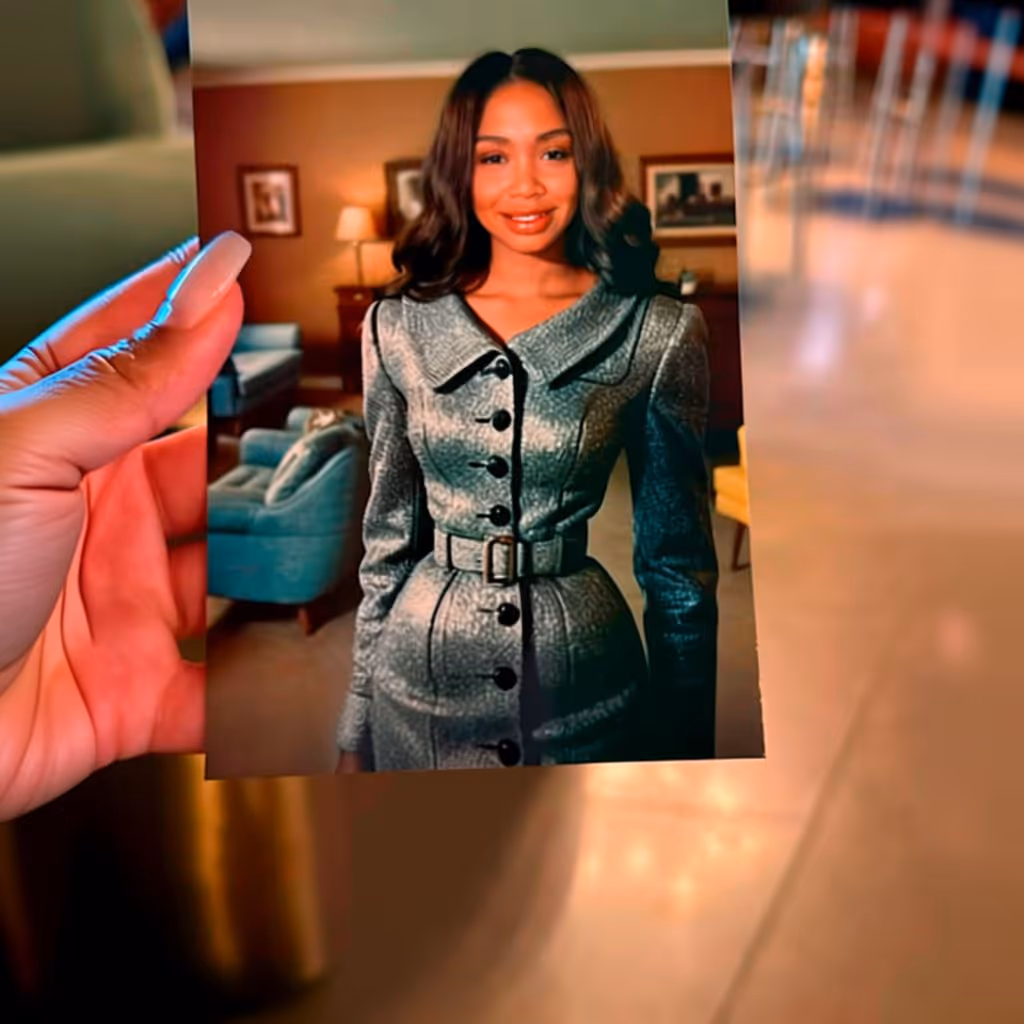 Custom branded AI souvenir photo generated instantly at US tech product launch event