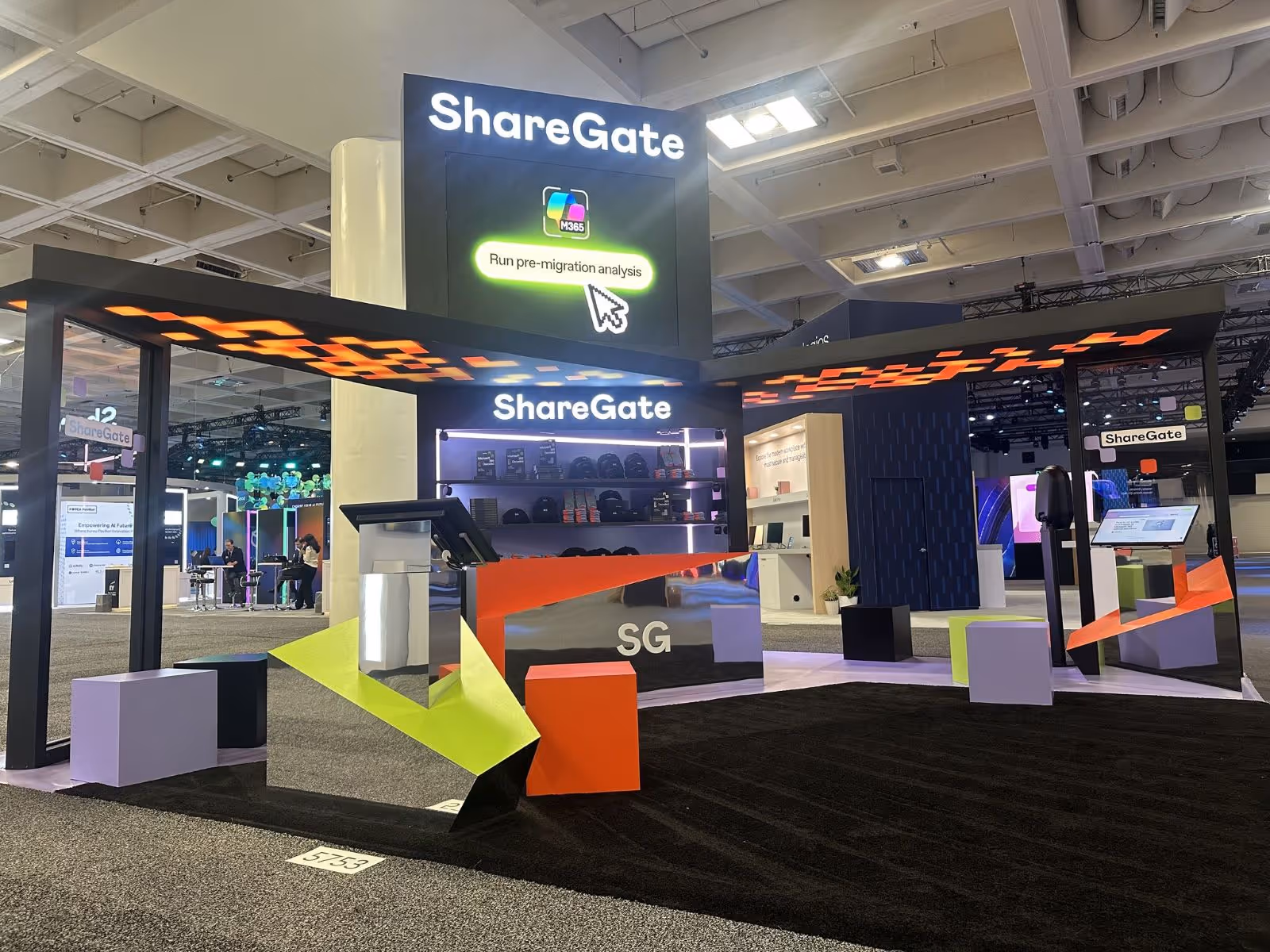 Custom branded AI Video Booth kiosk setup at Microsoft Ignite trade show in San Francisco USA
