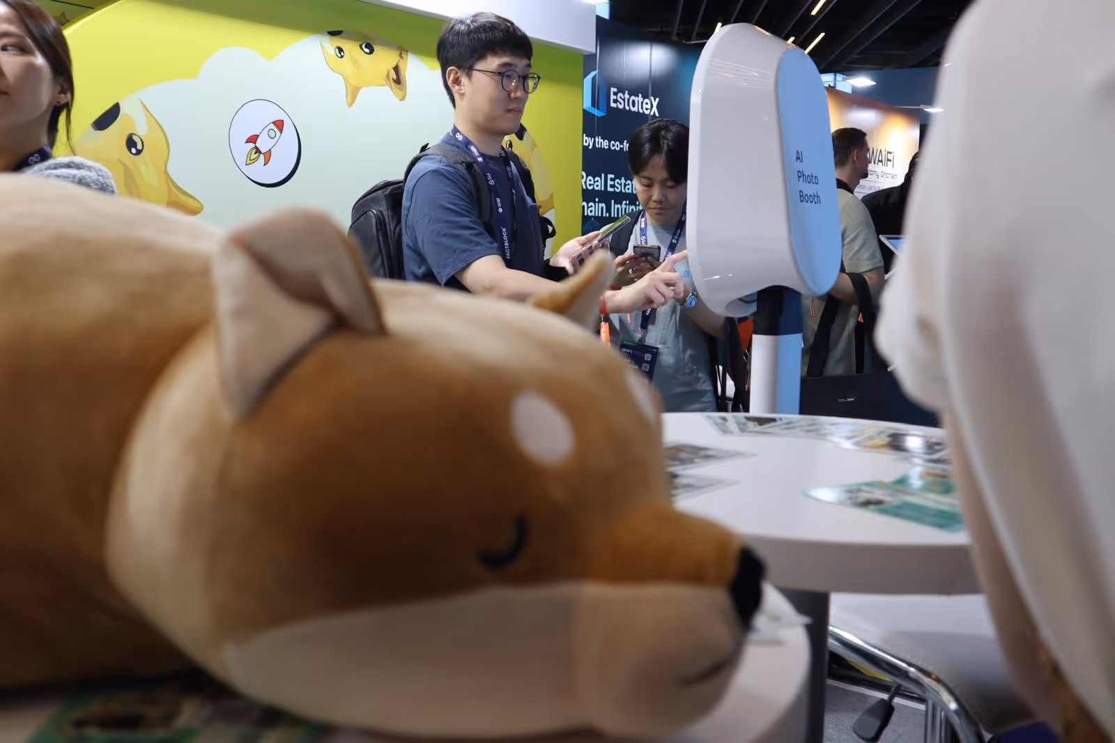 AI Photo Booth Doge OS - a High-traffic AI photo booth activation for blockchain and fintech events worldwide