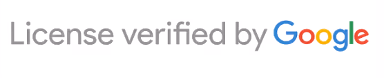 Text stating License verified by Google with the Google logo.