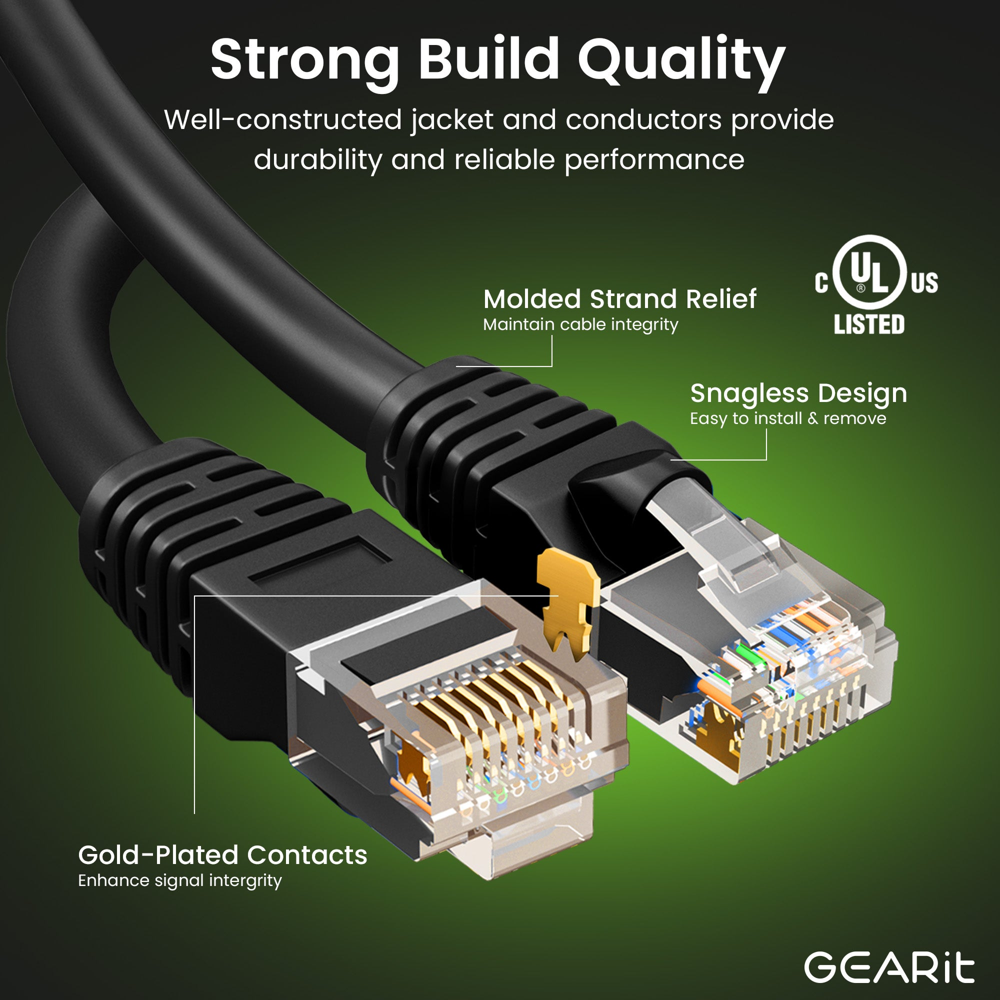 GEARit Cat6 patch cables 10-pack black