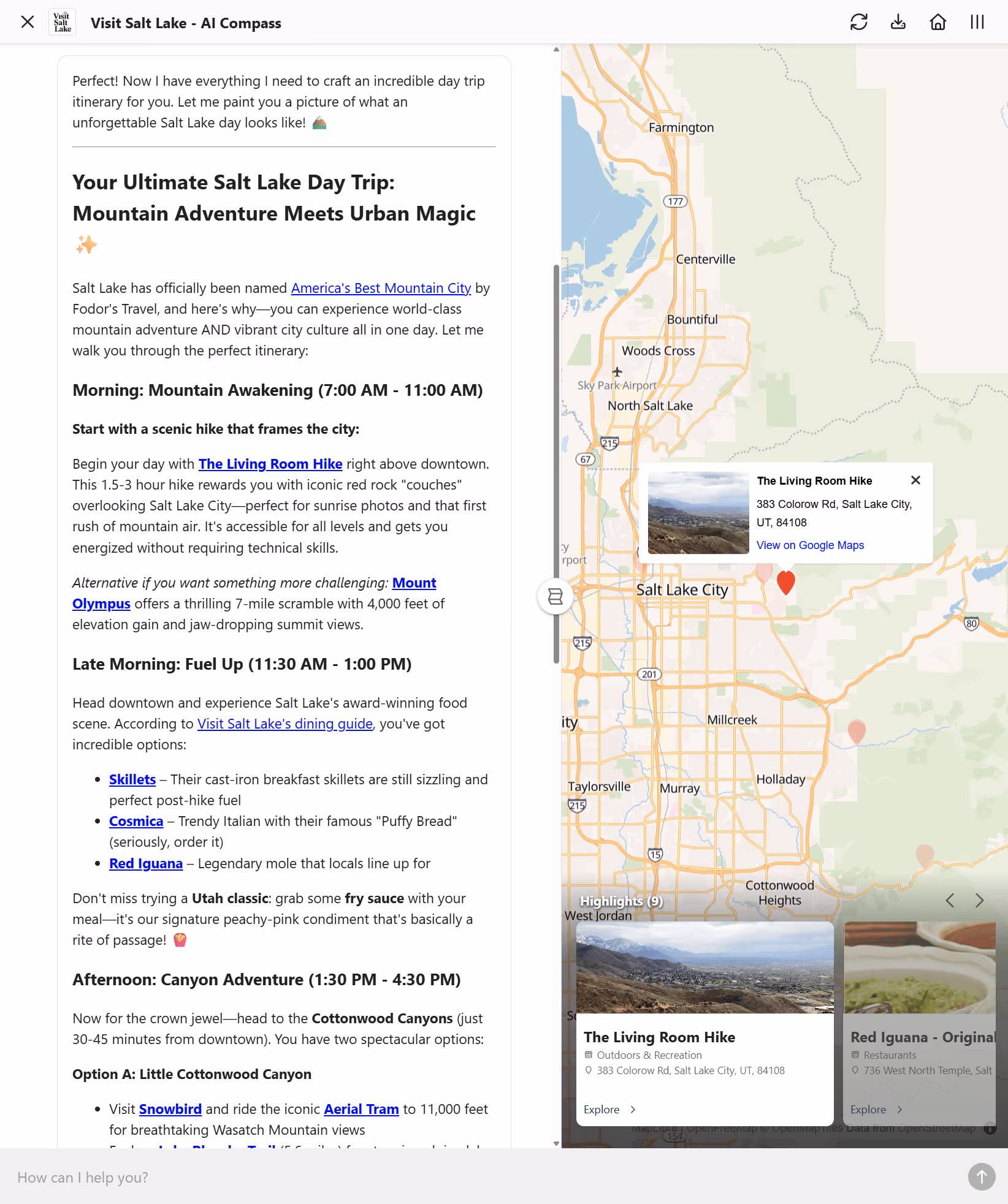 AI interactive chat — Visit Salt Lake
