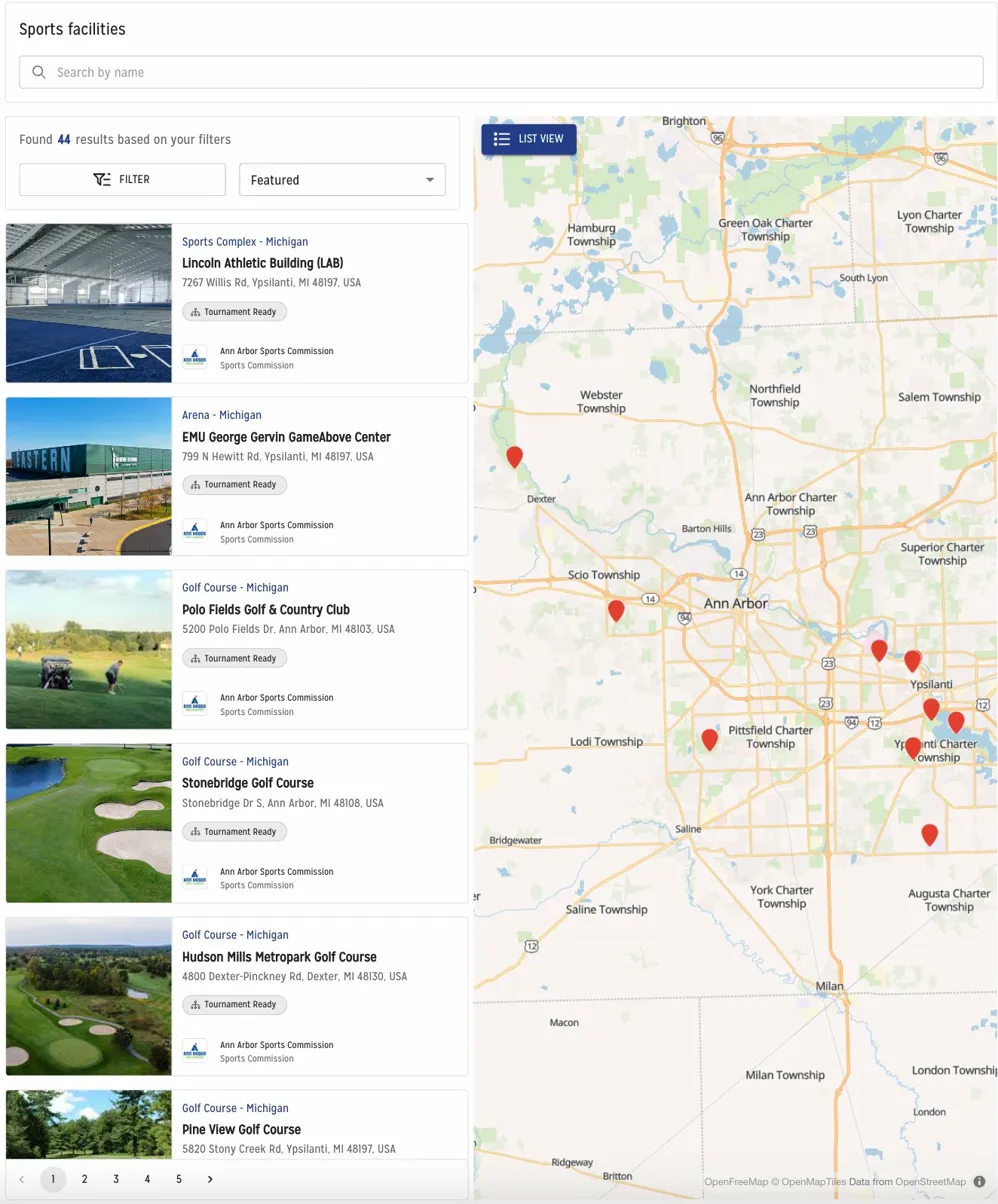 Venue directory listing