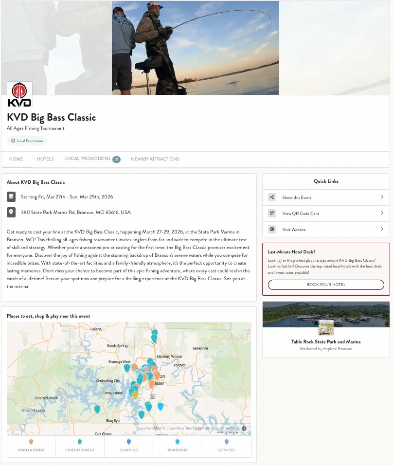 Event microsite with hotel booking