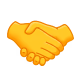 Two yellow hands shaking in a handshake gesture emoji.