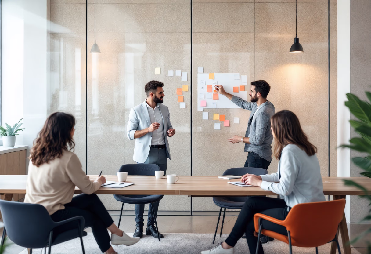 image of brainstorm session with sticky notes (for a b2b saas)