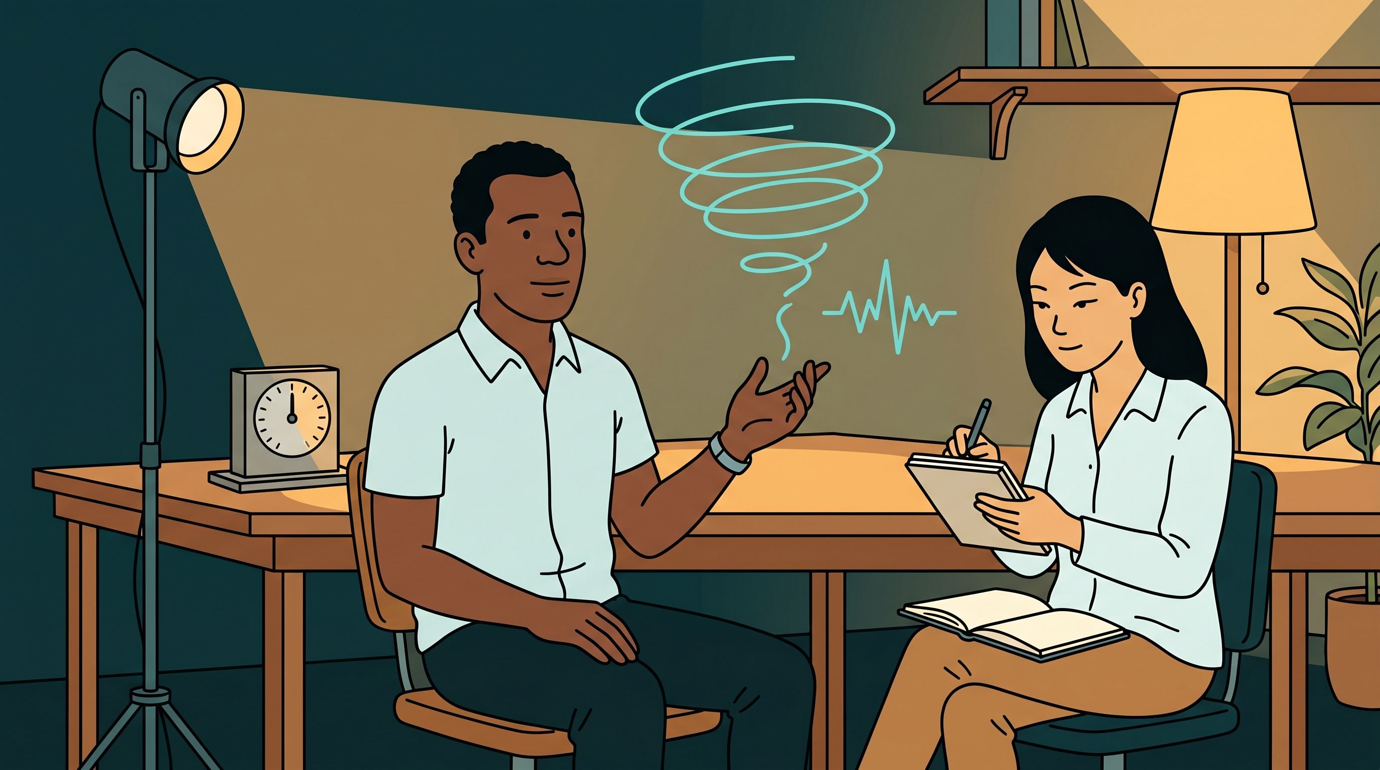 A trained observer giving a careful phenomenological report under known, controlled conditions while a researcher records it, the report captured as a clean signal