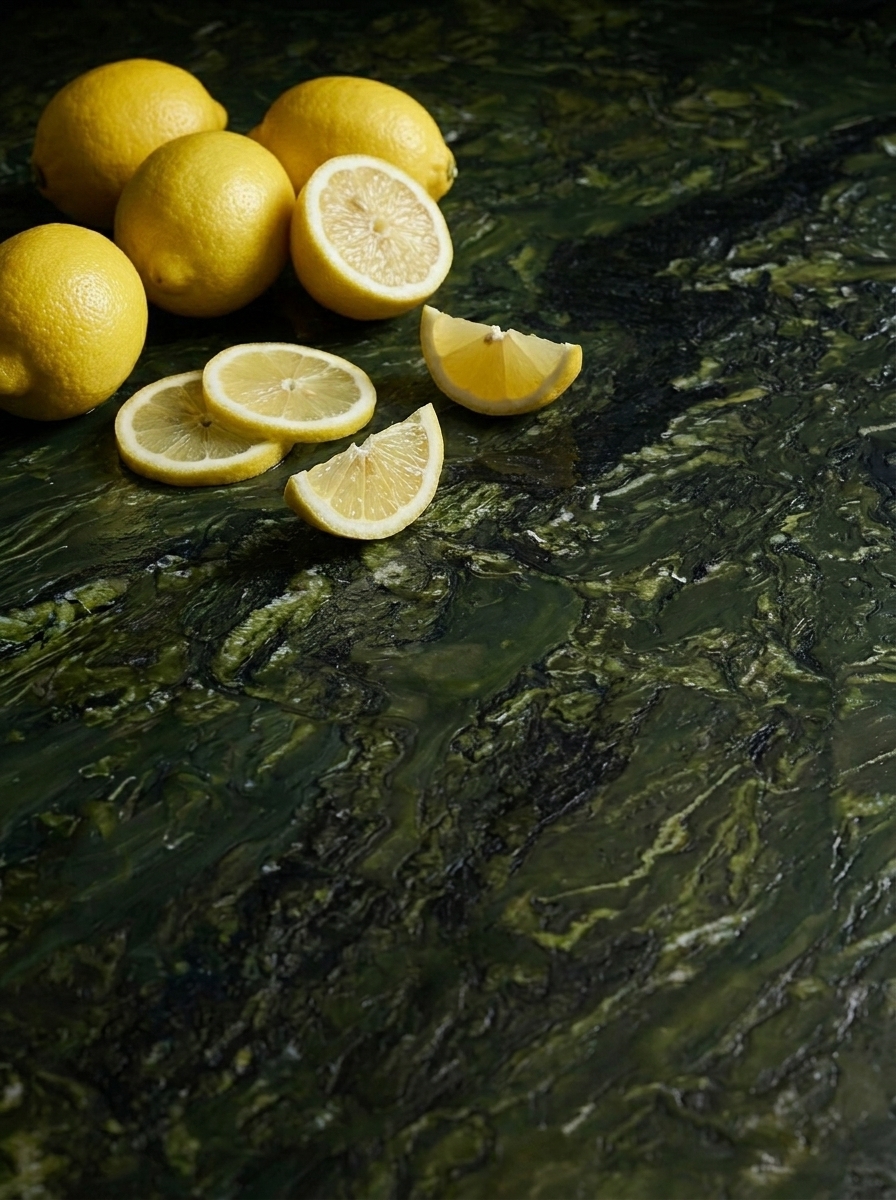 Backlit translucent stone vanity glowing in a luxury bathroom