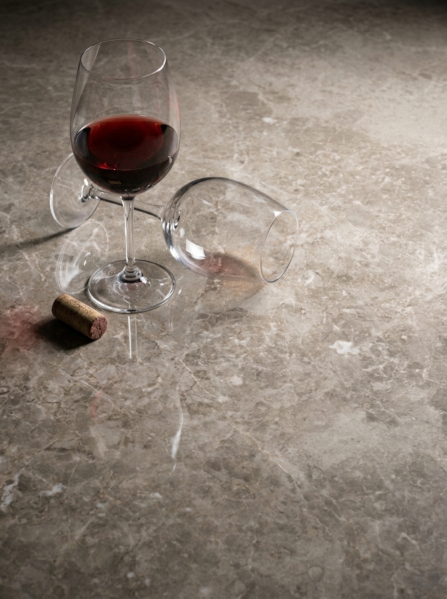 Backlit translucent stone feature wall at night