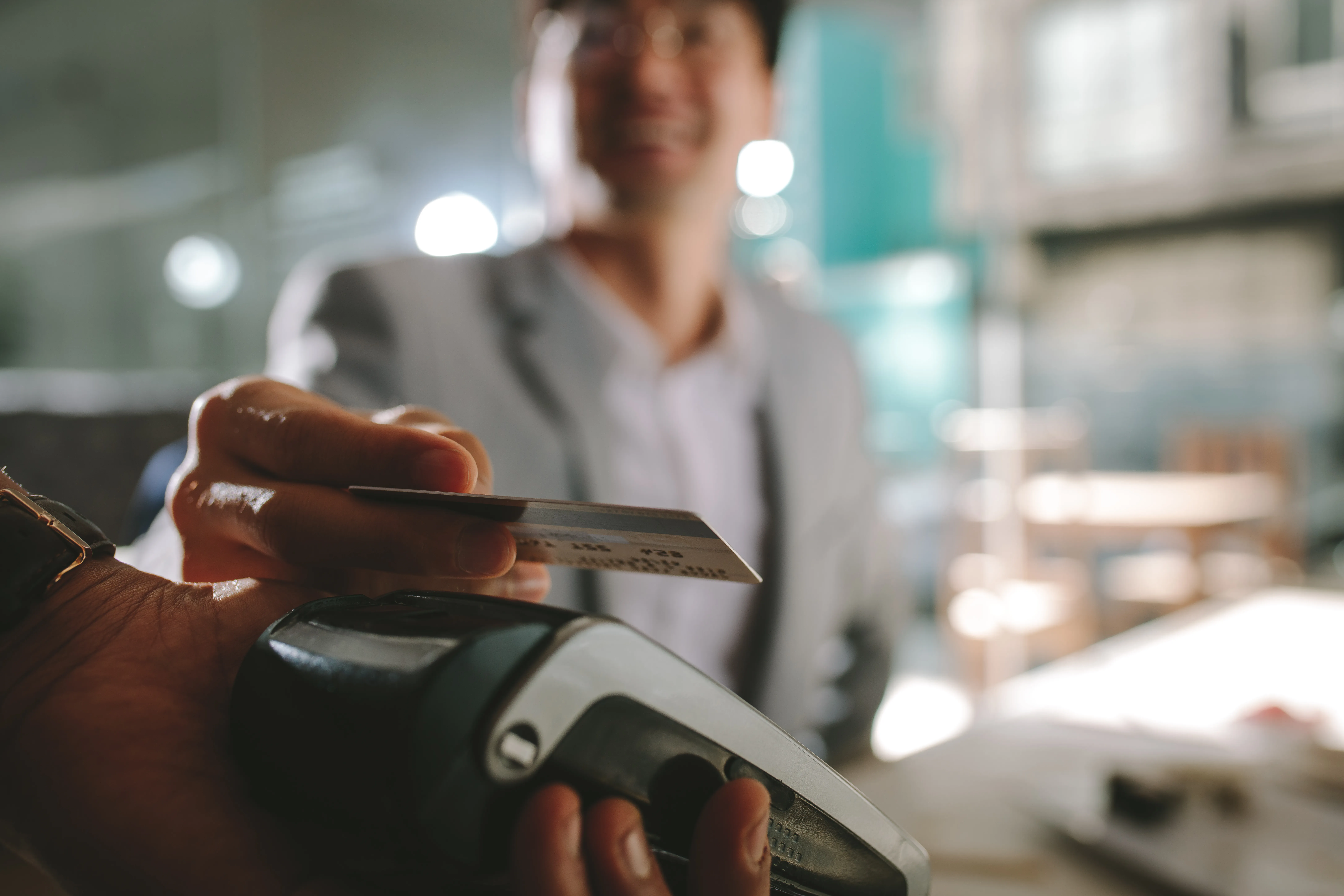 Patient paying for dental treatment with a credit card