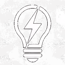 Ikonë me një llambë dhe një rrufe në mes që simbolizon energjinë ose elektricitetin.