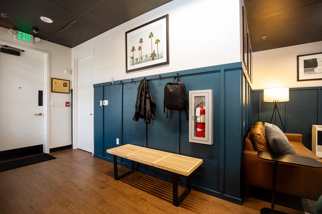 A spot to hang your jacket, place your backpack, take a seat, or grab the fire extinguisher quickly. Making spaces functional & beautiful one office at a time.
Interior design commercial spaces maximizing potential adding life and color