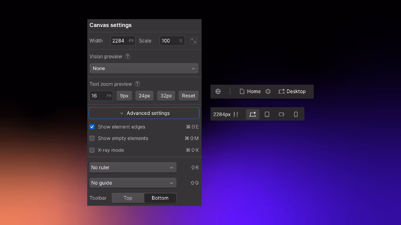 Webflow Respinsive Einstellunge