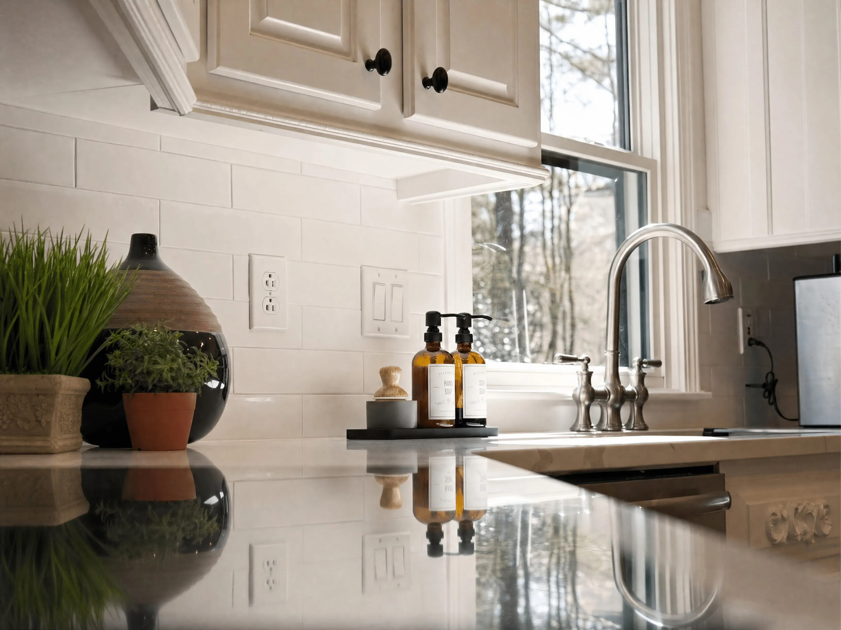 Kitchen renovation with custom tile backsplash
