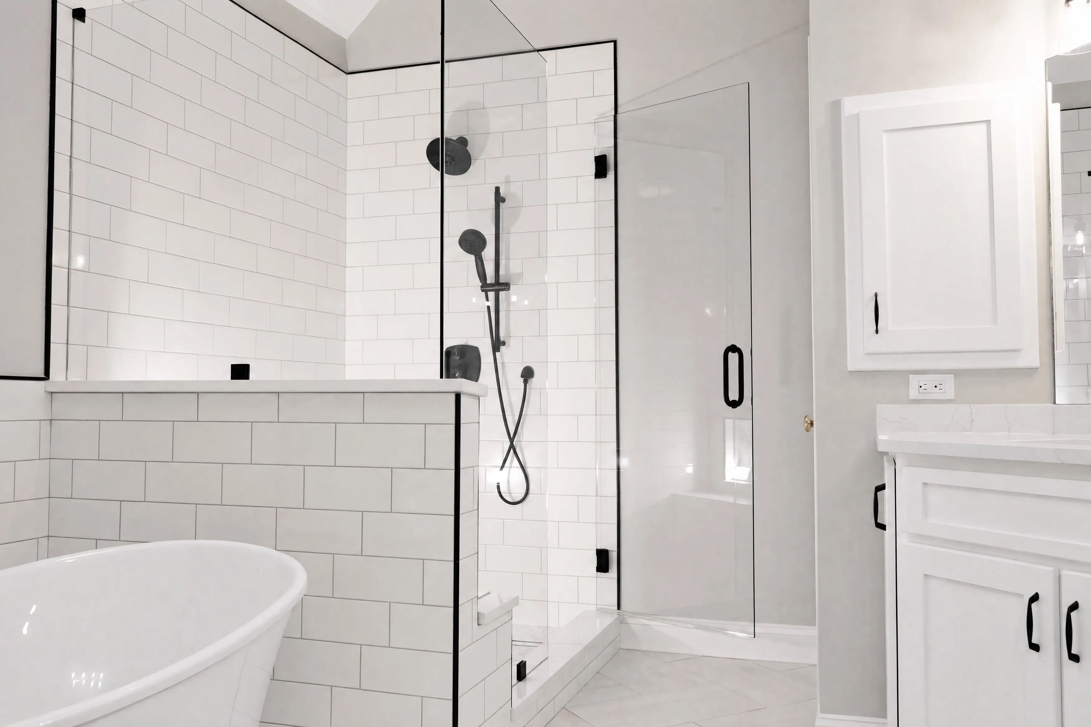 Bathroom remodel in Fayette County with a glass shower enclosure