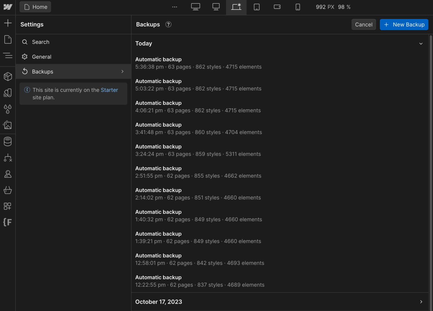 Backups - Devdocs X Webflow Templa