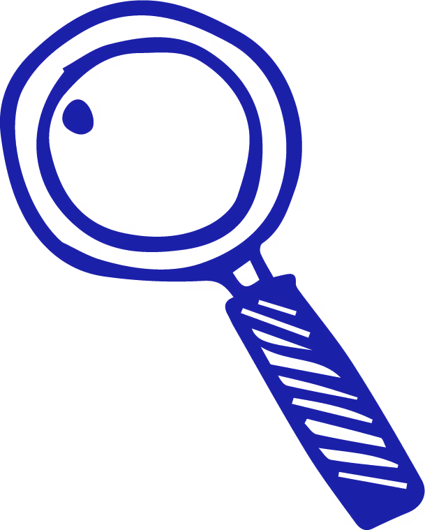 Illustrated magnifying glass icon
