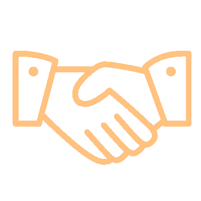 Illustration of two hands shaking in agreement or partnership.