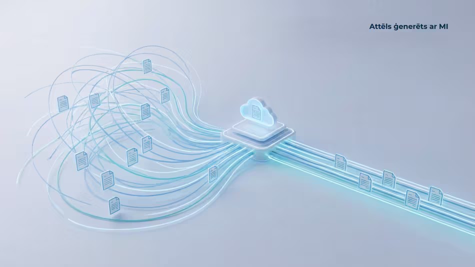 Digitāla dokumentu plūsma, kurā vairākas dokumentu plūsmas tiek apvienotas vienotā mākoņrisinājumā un sakārtotas vienā virzienā.