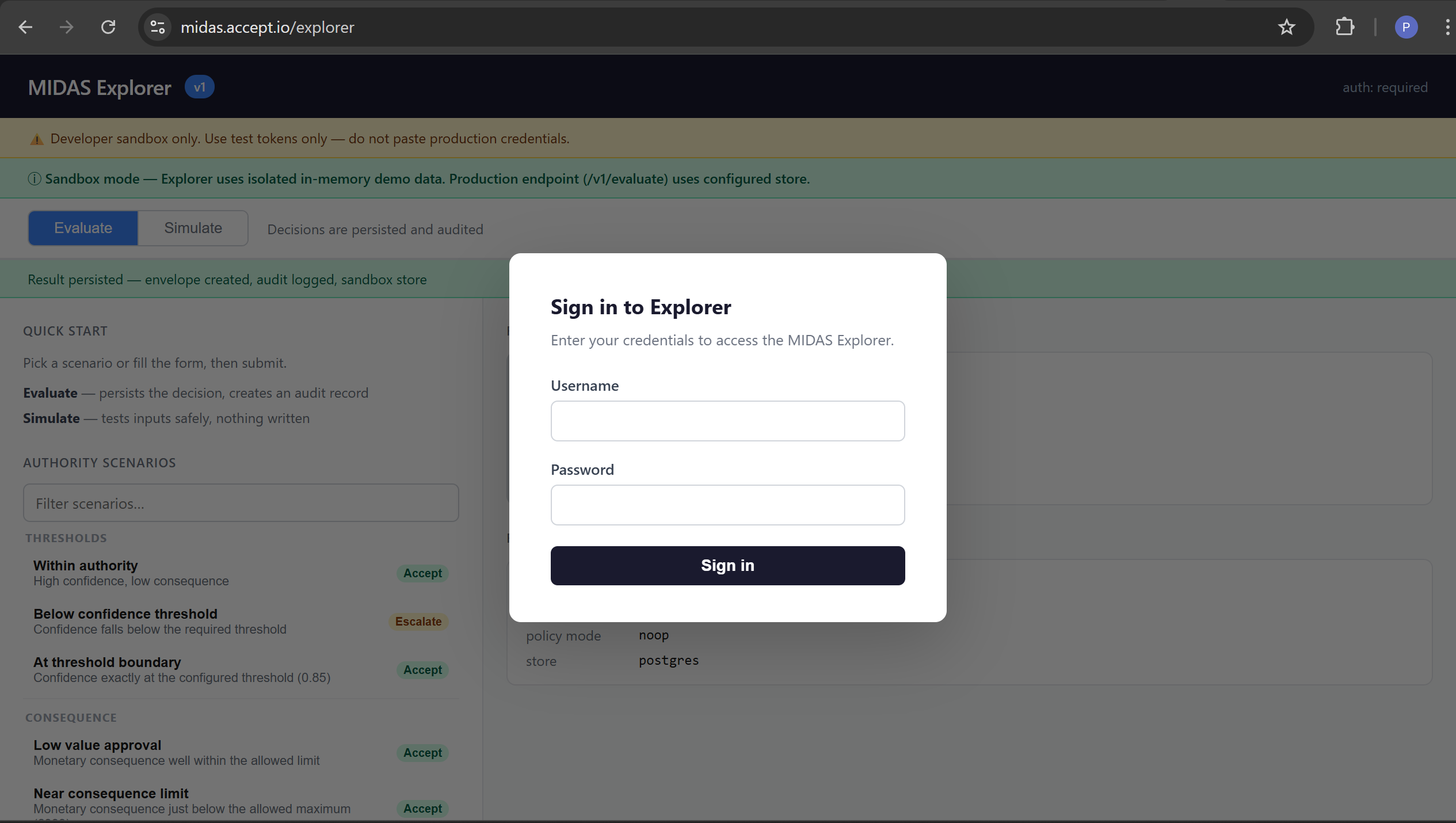 MIDAS Live Demo: Explore Governed Autonomous Decisions