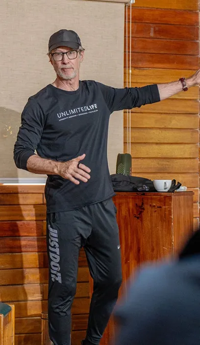 Dave Asprey presenting at a longevity retreat workshop