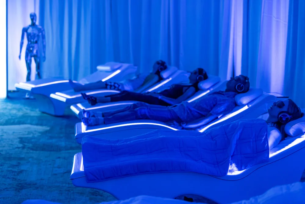 Blue light therapy pod on display at the Biohacking Conference