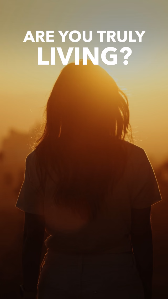 Silhouette at sunset for video about truly living