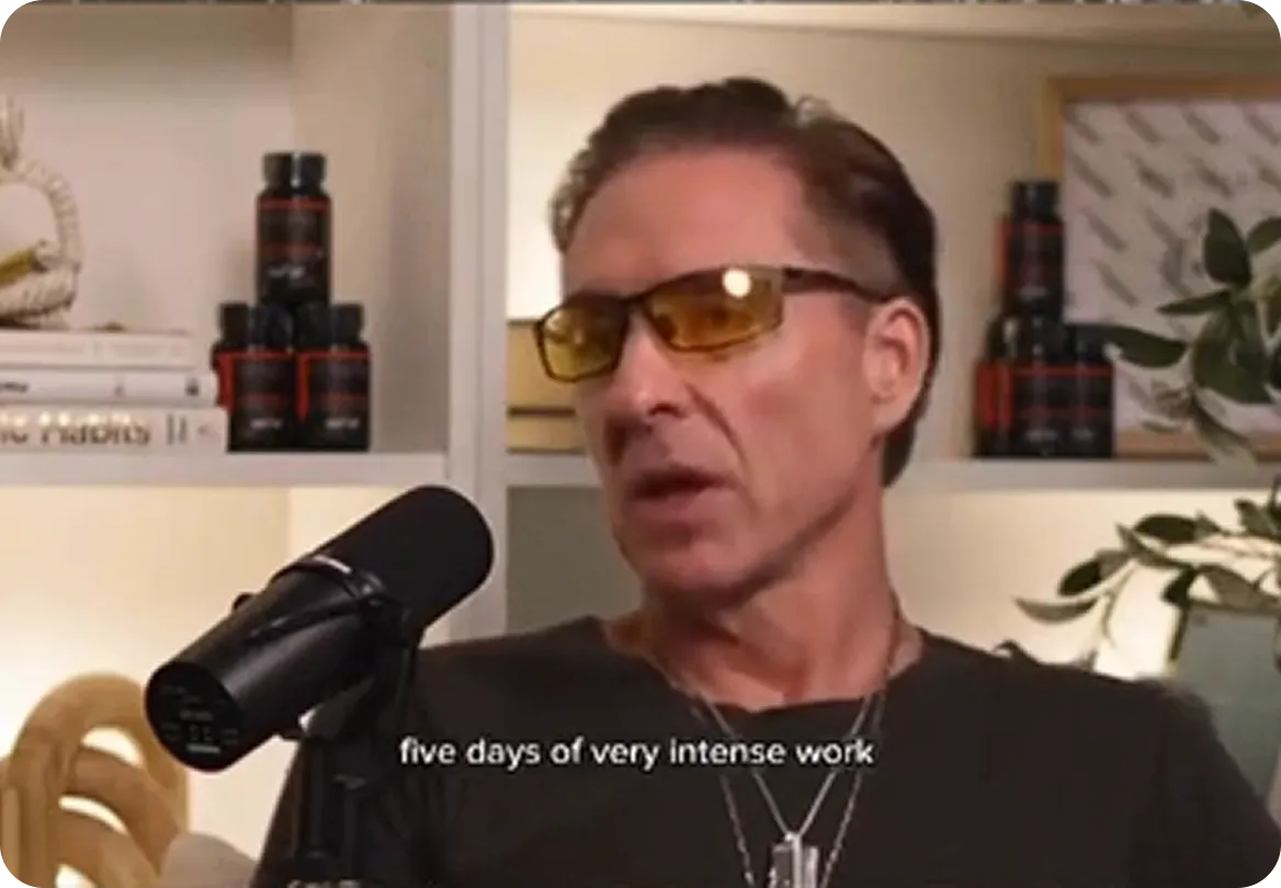 Dave Asprey speaking into a podcast microphone about the 40 Years of Zen experience