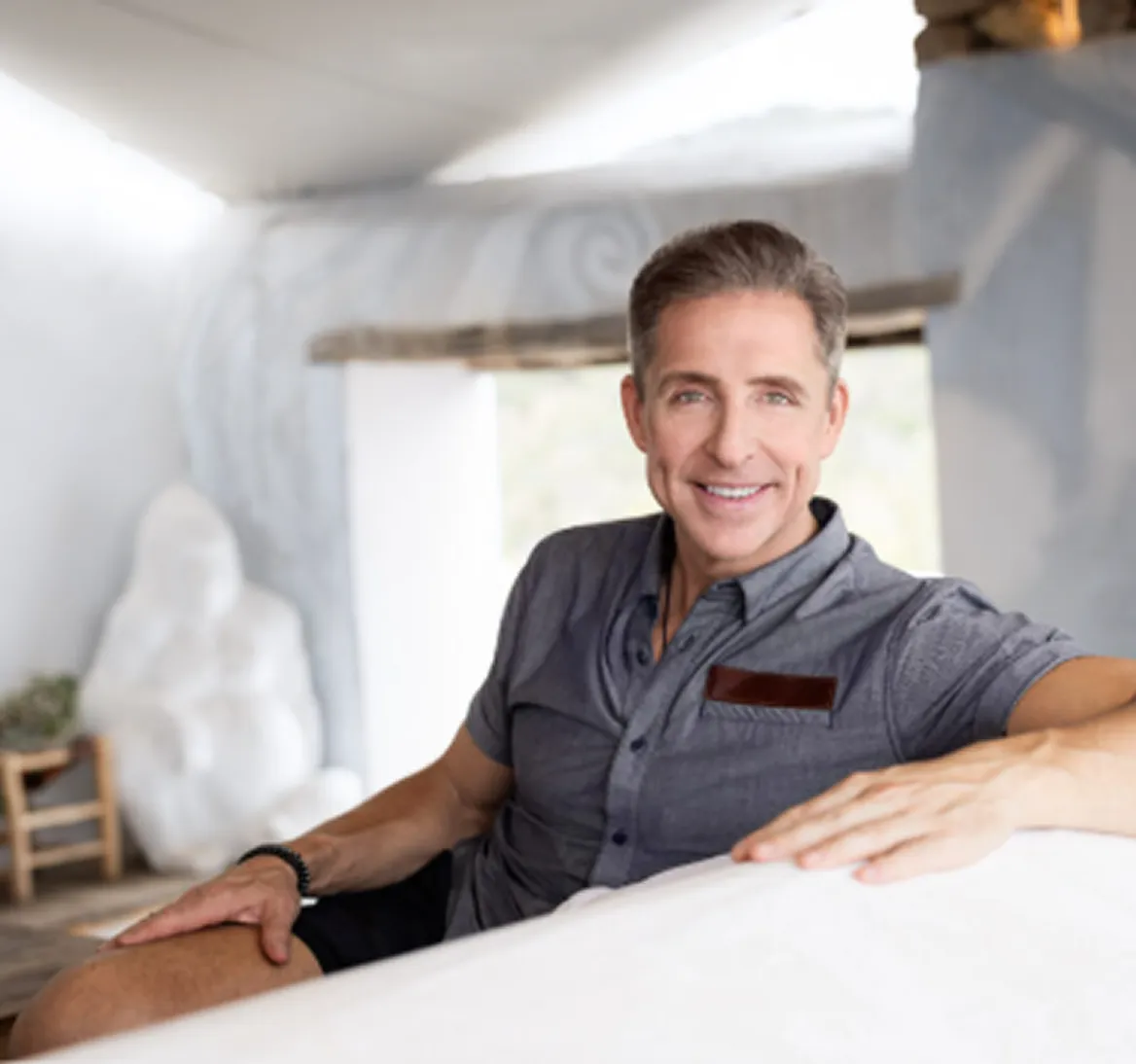 Marc Kielburger smiling in a modern wellness facility
