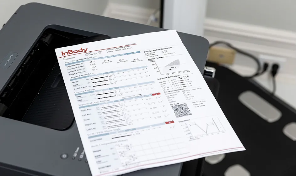 InBody body composition analysis report on a tablet