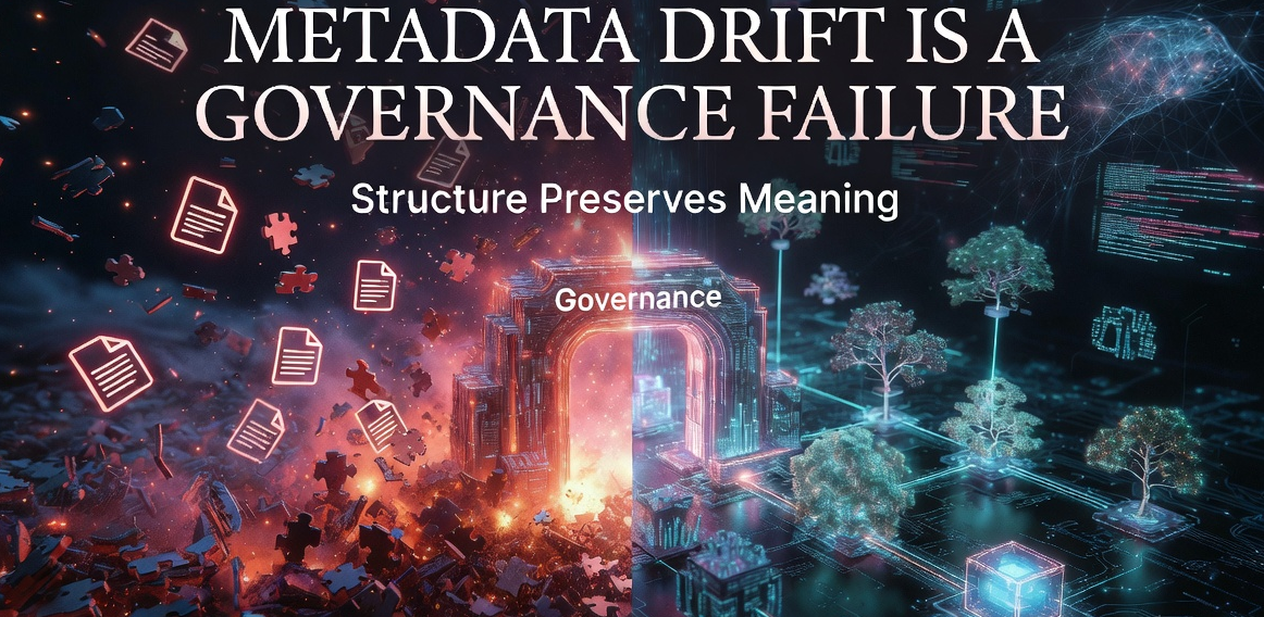 Enterprise search weakened by fragmented metadata and inconsistent information structure.
