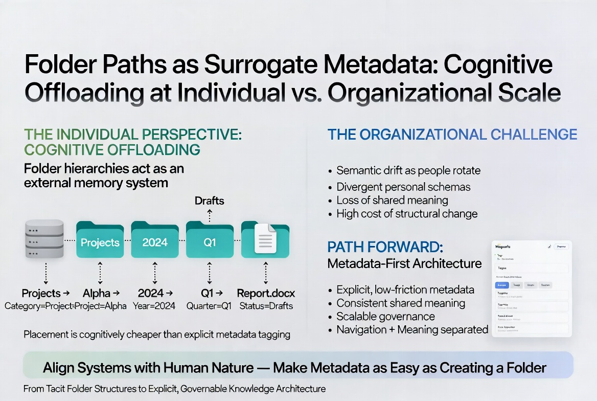 Folder paths functioning as informal metadata within an unstructured information environment.