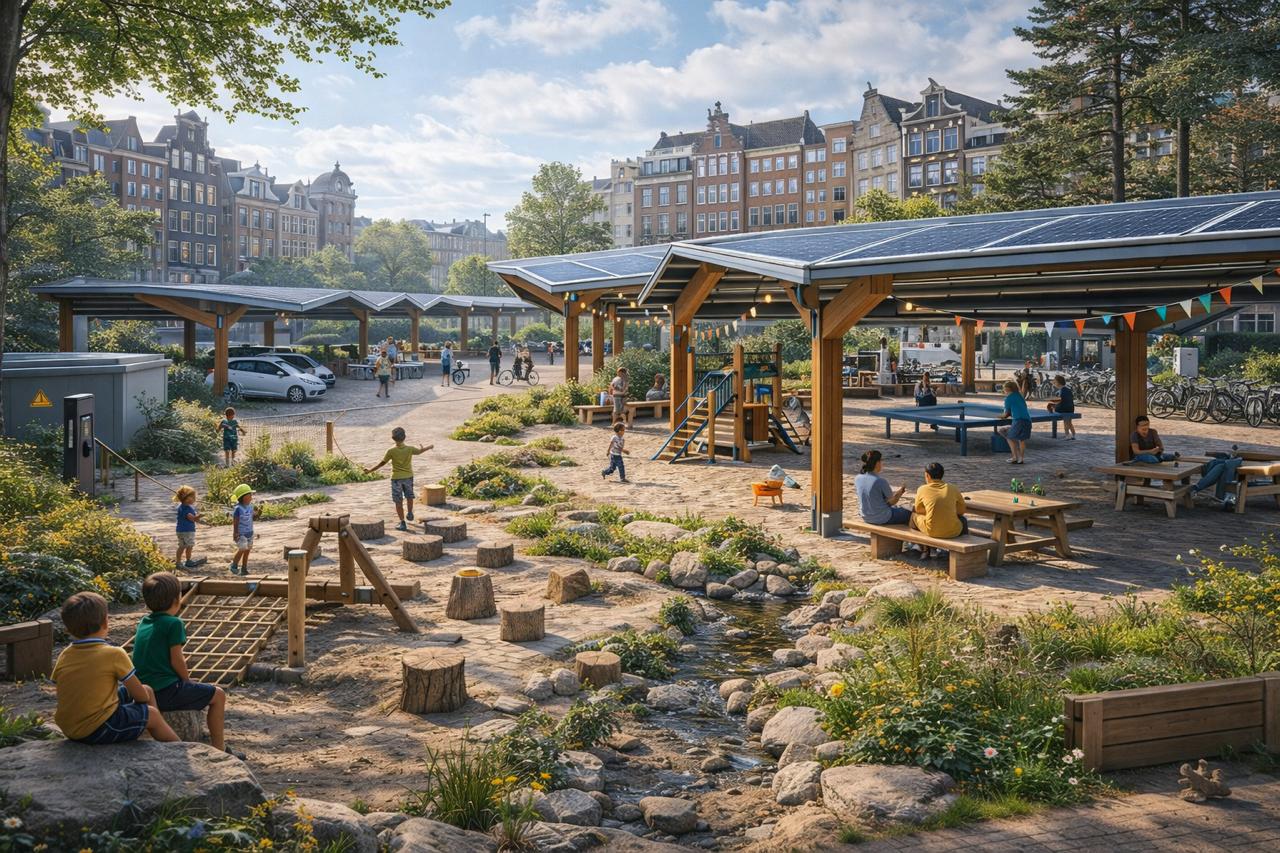 Solar car park met speelplaats
