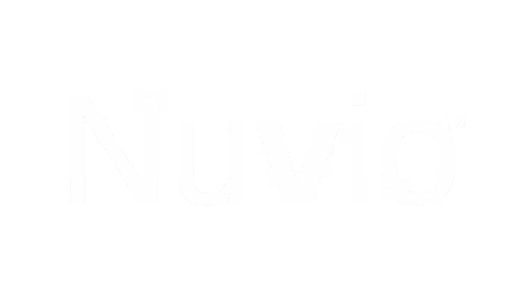Nuvio brand logo in white text on black background.