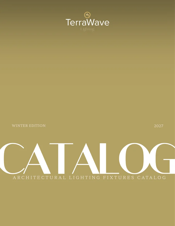 Cover of the upcoming TerraWave Architectural Lighting Fixtures Catalog, Winter 2027