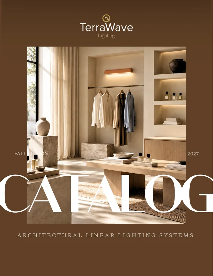 Cover of the upcoming TerraWave Architectural Linear Lighting Systems Catalog, 2027