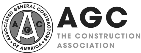 Logo of Associated General Contractors of America with acronym AGC and tagline The Construction Association.
