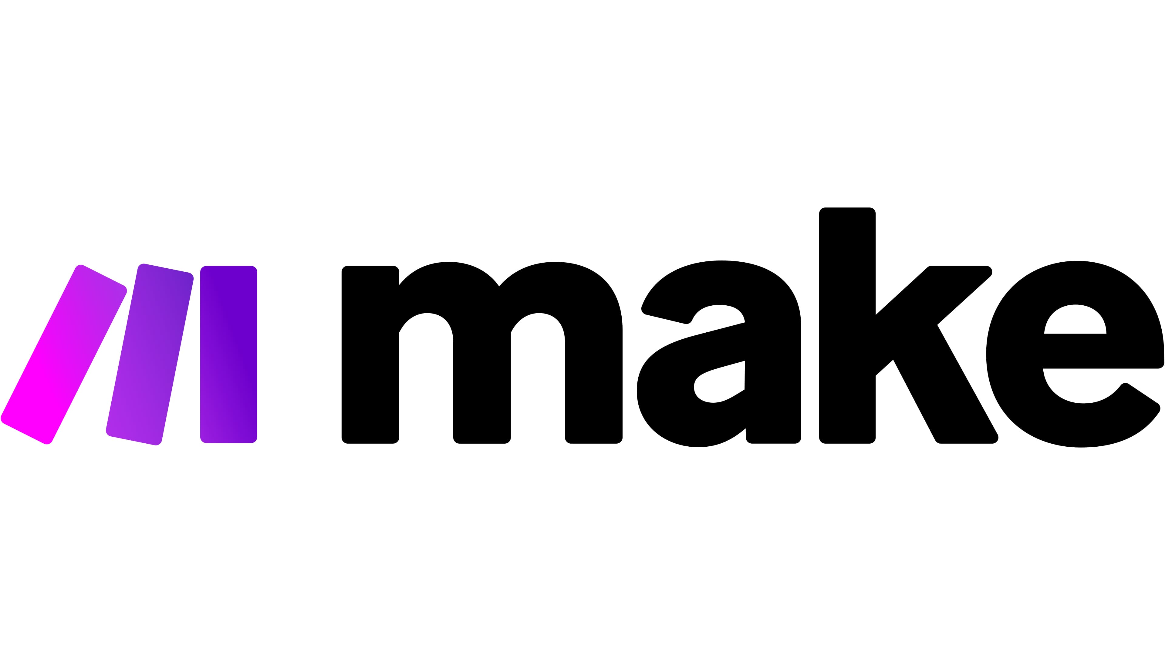 Imake logo with purple bars and black text on white background