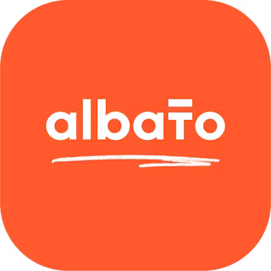 Albato logo white text on orange rounded square background